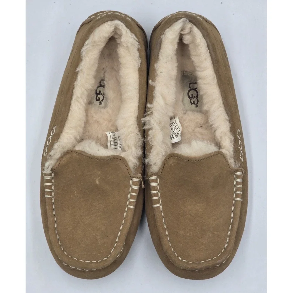 UGG Ansley Slippers Womens 5 Chestnut Sheepskin Moccasin Cozy - Picture 8 of 12